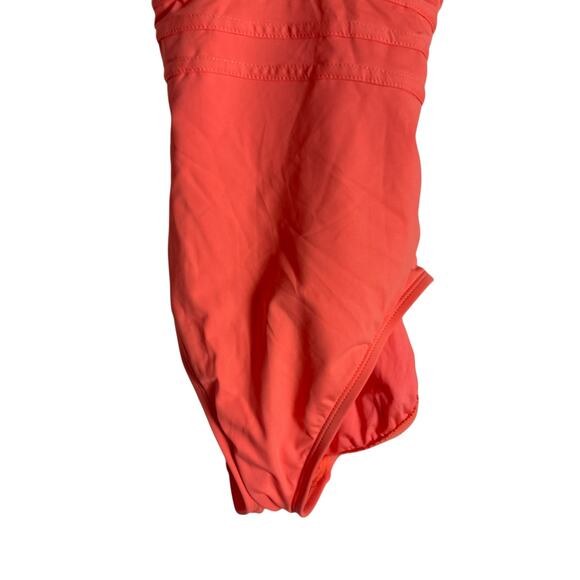 La Blanca Coral Reef Pink Island Goddess Cross-Back One Piece V-Neck Swimsuit 2 - Picture 5 of 10